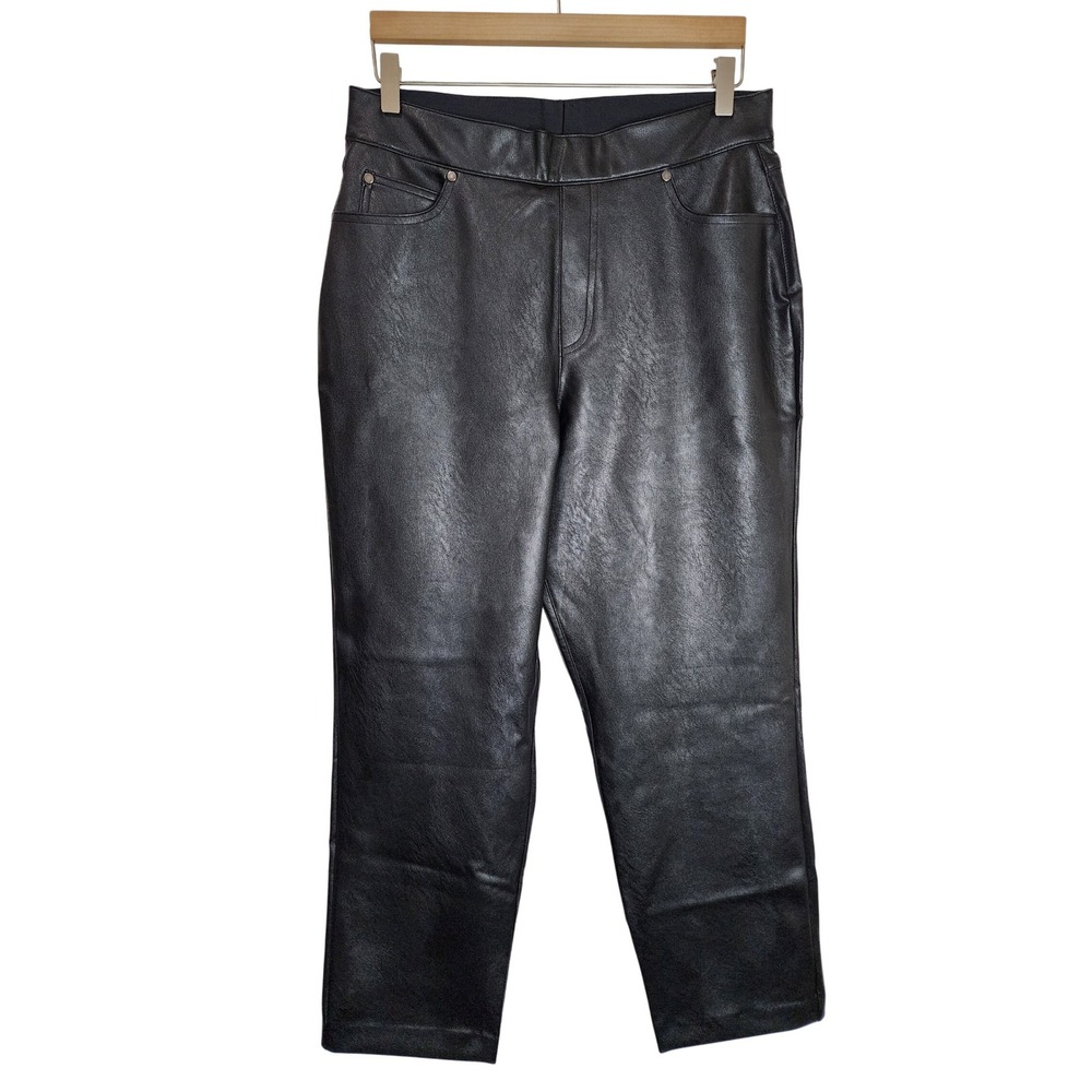 Spanx Pants Women's Large Faux Leather Pull On‎ Straight Black